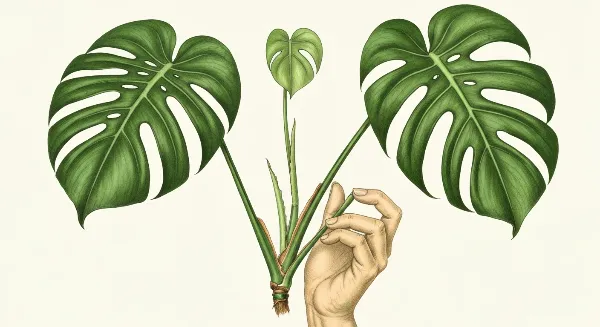 Monstera tuteuré sur un mât en sphaigne et taille des feuilles