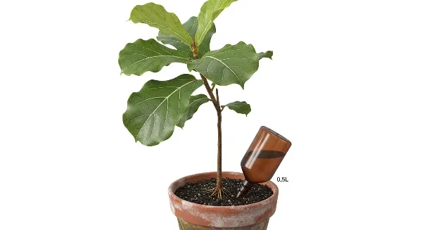 Exemples d'installation de bouteilles d'arrosage inversées pour différentes plantes