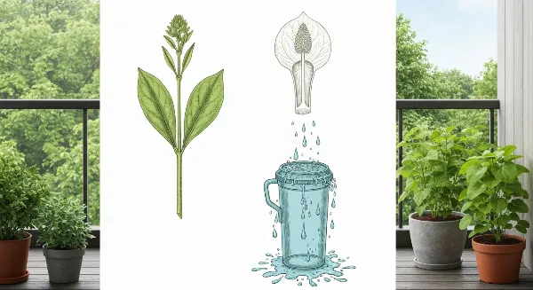 Tonneau de récupération d'eau de pluie pour arroser des plantes d'intérieur saines.