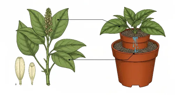 Billes d'argile au fond d'un cache-pot pour surélever un pot de culture avec drainage, assurant une bonne gestion de l'eau.