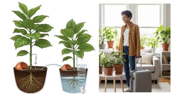 Plantes d'intérieur saines et arrosées automatiquement pendant l'absence des propriétaires en vacances